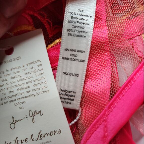 For Love & Lemons Graphic Hearts Garter Embroidered Lingerie Victoria's Secret - Picture 10 of 12